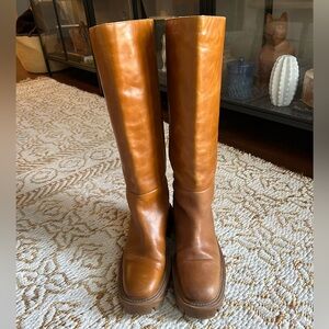 Zara Tan/Brown Tall Lug Sole Boots